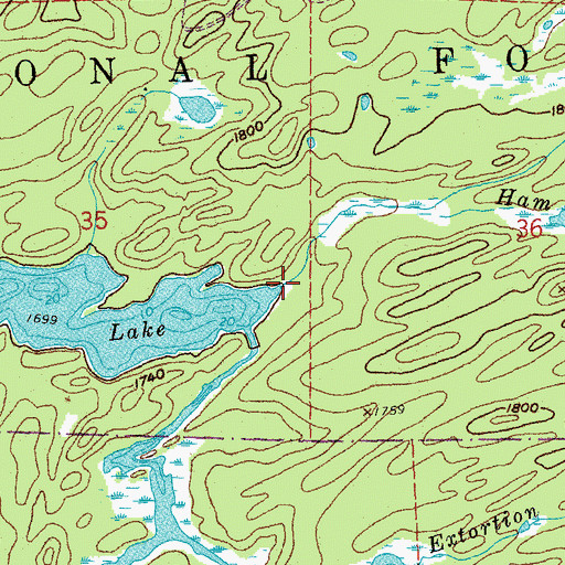 Topographic Map of Ham Creek, MN