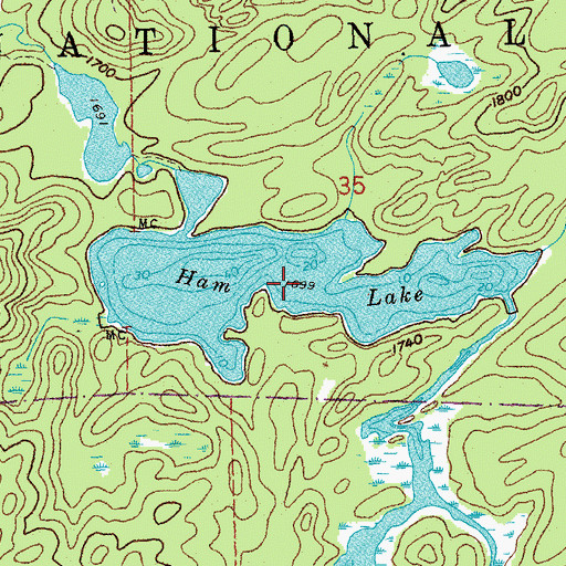 Topographic Map of Ham Lake, MN