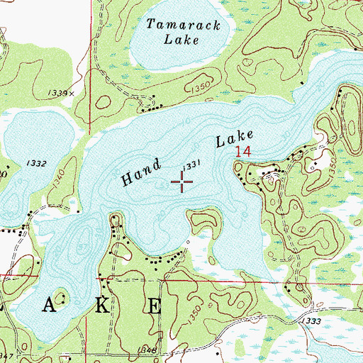 Topographic Map of Hand Lake, MN