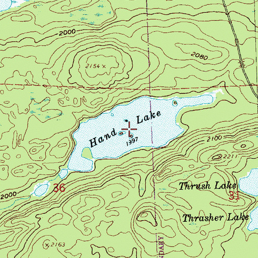 Topographic Map of Hand Lake, MN