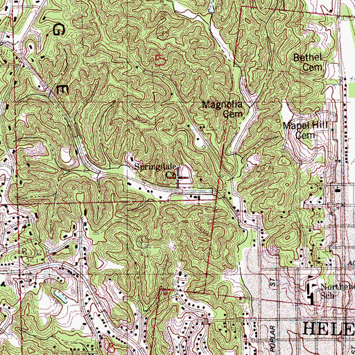 Topographic Map of Springdale Church, AR