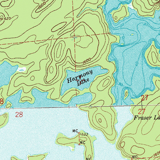 Topographic Map of Harmony Lake, MN