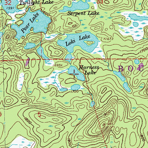 Topographic Map of Harness Lake, MN