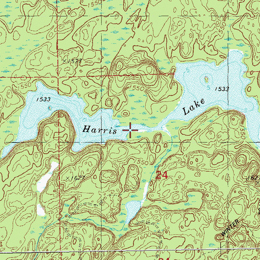 Topographic Map of Harris Lake, MN