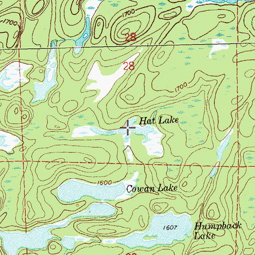 Topographic Map of Hat Lake, MN