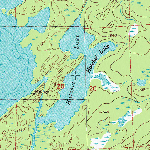 Topographic Map of Hatchet Lake, MN