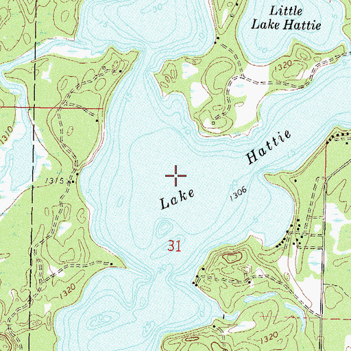 Topographic Map of Lake Hattie, MN