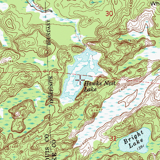 Topographic Map of Hawks Nest Lake, MN