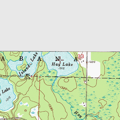Topographic Map of Hay Lake, MN