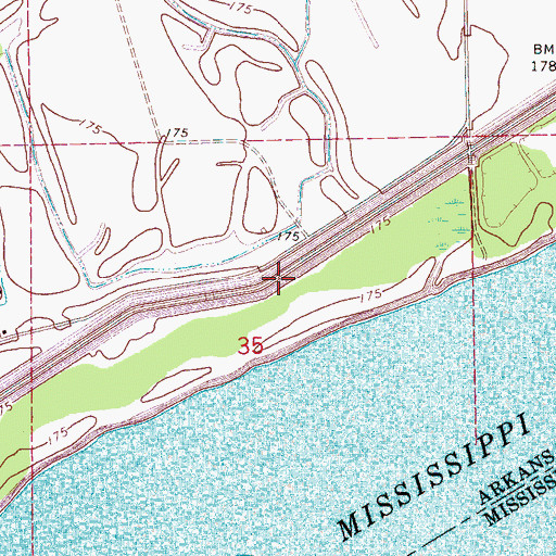 Topographic Map of Westover Revetment, AR