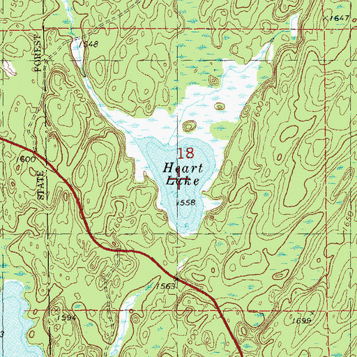 Topographic Map of Heart Lake, MN