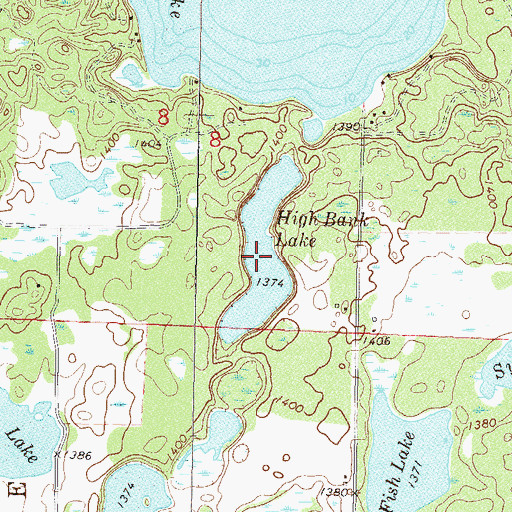 Topographic Map of High Bank Lake, MN