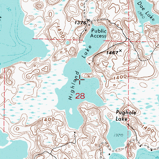 Topographic Map of Highland Lake, MN