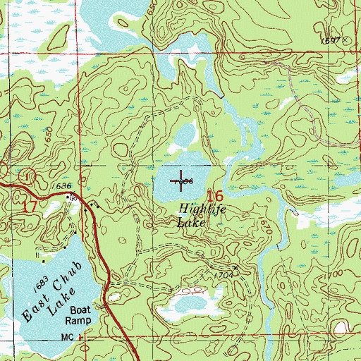 Topographic Map of Highlife Lake, MN