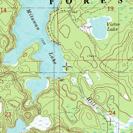 Topographic Map of Hill Creek, MN