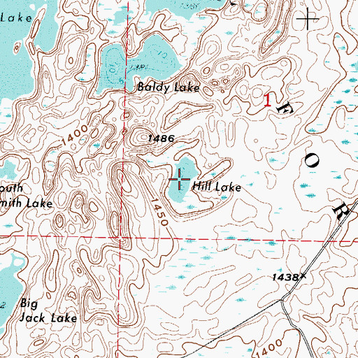 Topographic Map of Hill Lake, MN