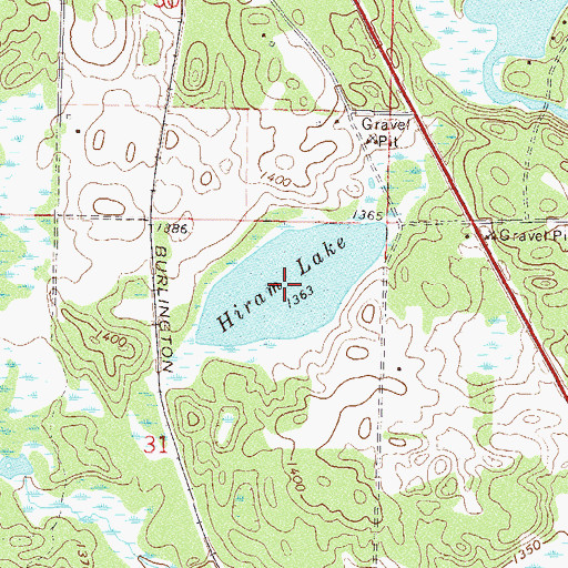 Topographic Map of Hiram Lake, MN
