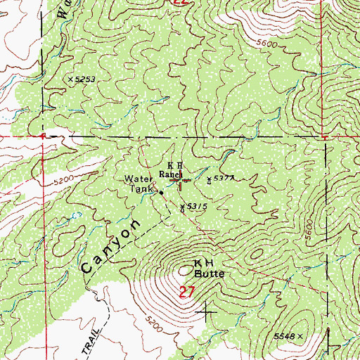 Topographic Map of K H Ranch, AZ