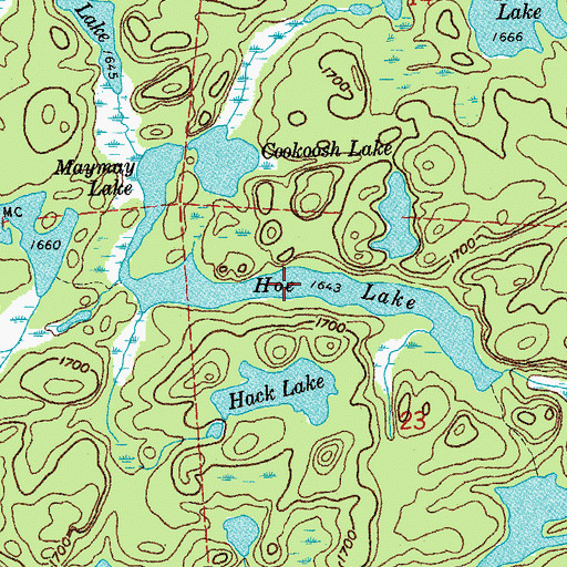 Topographic Map of Hoe Lake, MN