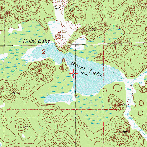 Topographic Map of Hoist Lake, MN