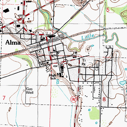 Topographic Map of Alma High School, AR