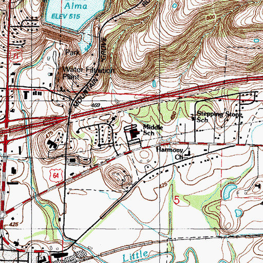 Topographic Map of Alma Middle School, AR