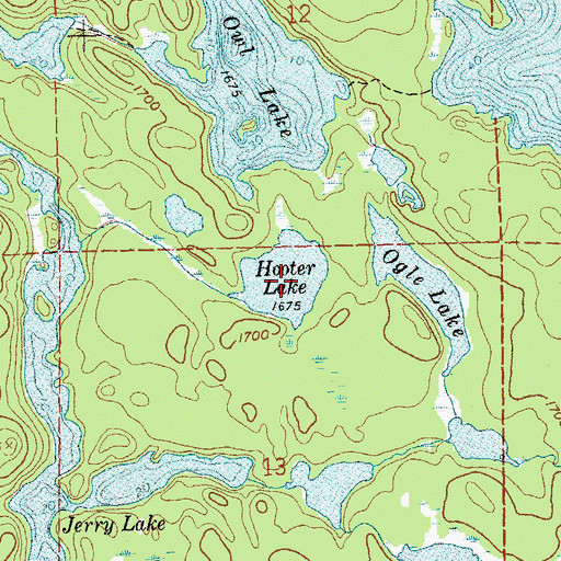Topographic Map of Hooter Lake, MN