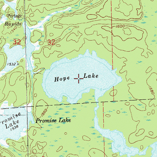 Topographic Map of Hope Lake, MN