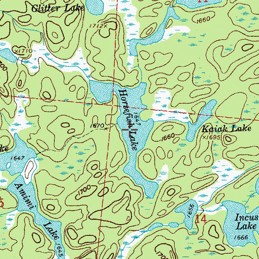 Topographic Map of Horsefish Lake, MN