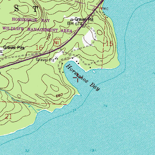 Topographic Map of Horseshoe Bay, MN