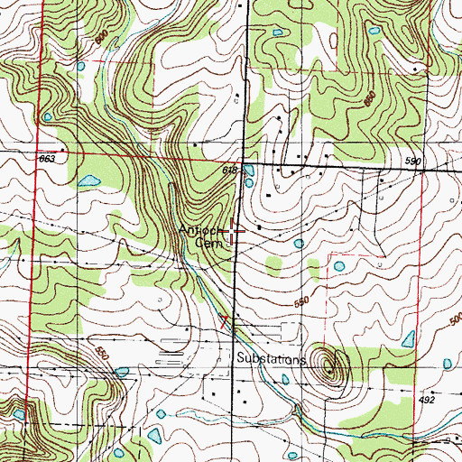 Topographic Map of Antioch Cemetery, AR