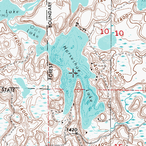 Topographic Map of Horseshoe Lake, MN
