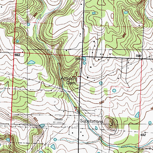 Topographic Map of Antioch Church (historical), AR