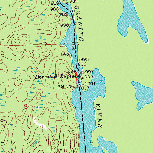 Topographic Map of Horsetail Rapids, MN