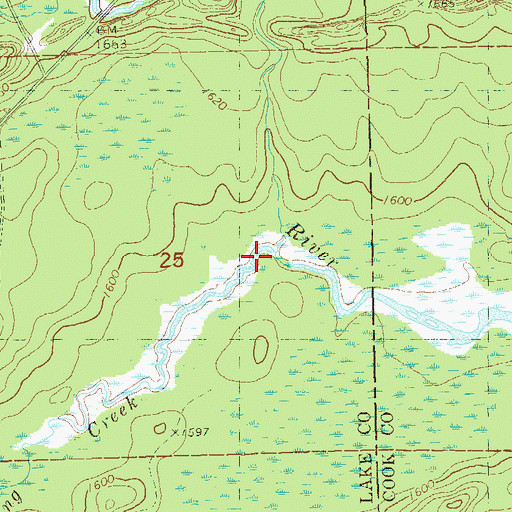 Topographic Map of Houghtaling Creek, MN