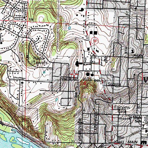 Topographic Map of Antioch Missionary Baptist Church, AR
