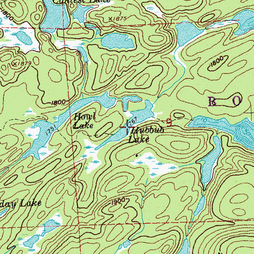 Topographic Map of Hubbub Lake, MN