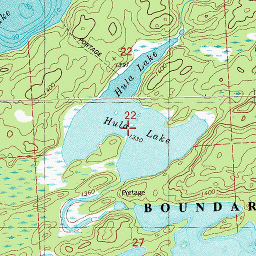 Topographic Map of Hula Lake, MN