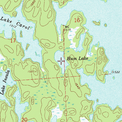 Topographic Map of Hum Lake, MN