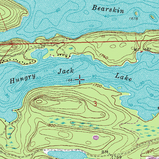 Topographic Map of Hungry Jack Lake, MN