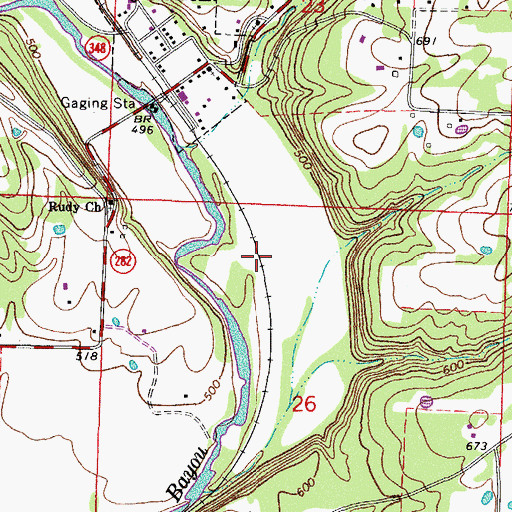 Topographic Map of Ball, AR