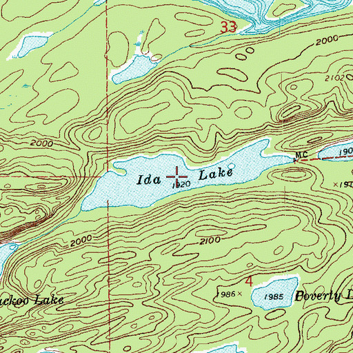 Topographic Map of Ida Lake, MN