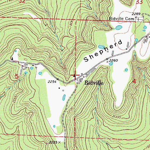 Topographic Map of Bidville School (historical), AR