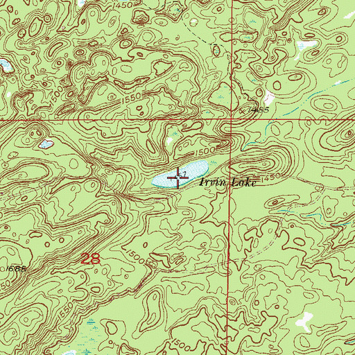 Topographic Map of Irvin Lake, MN