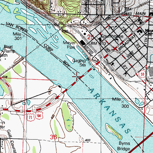 Topographic Map of Broadway Bridge, AR