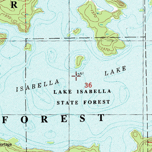 Topographic Map of Isabella Lake, MN