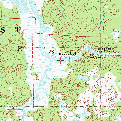 Topographic Map of Isabella River, MN