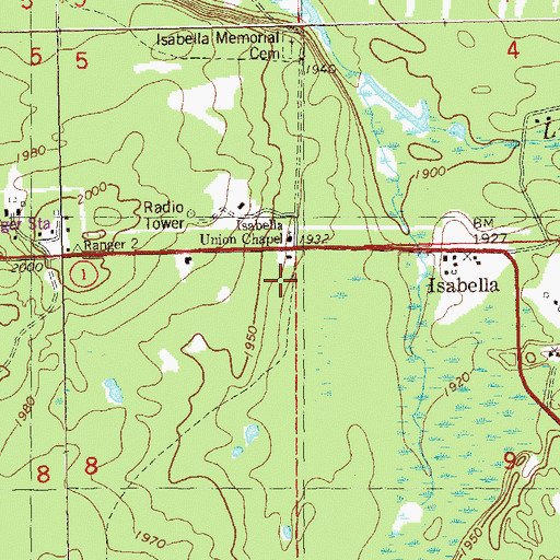 Topographic Map of Isabella School, MN