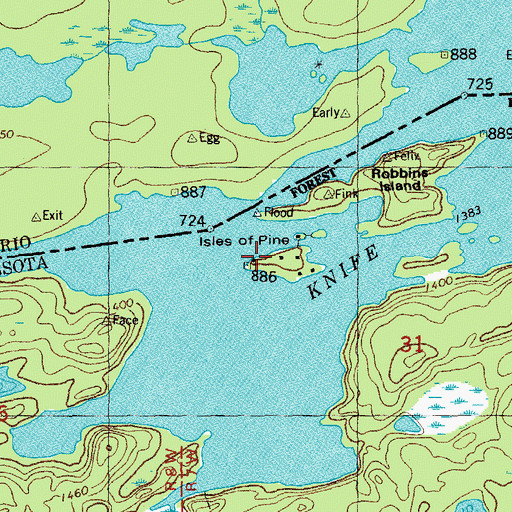Topographic Map of Isles of Pine, MN