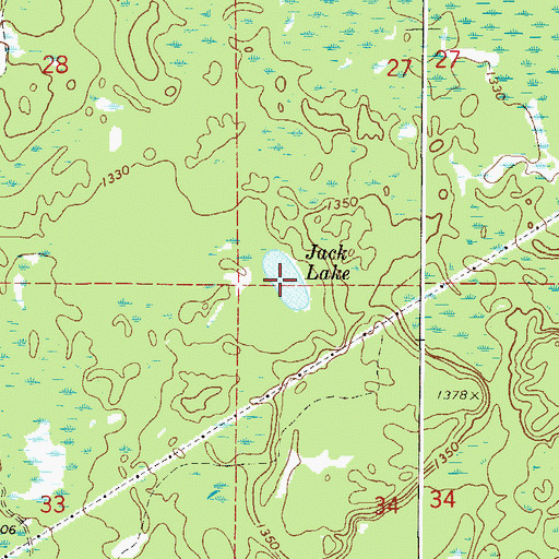 Topographic Map of Jack Lake, MN